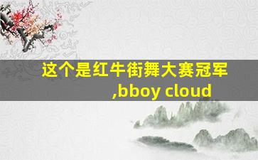 这个是红牛街舞大赛冠军,bboy cloud